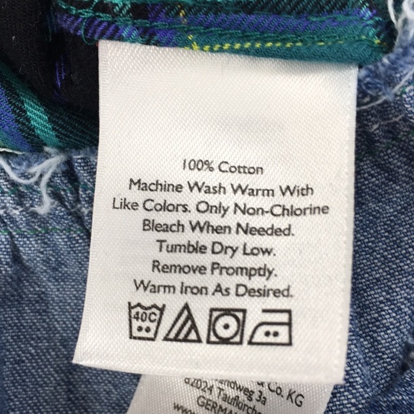 Eddie Bauer Green Blue Plaid Denim Contrast Button Up Shirt‎ Women's Large - Picture 6 of 12